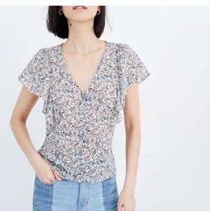 Madewell Carmelina Flutter -Sleeve Top Blossoming